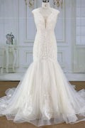 Superbes appliques en tulle robe de mariée élégante sirène
