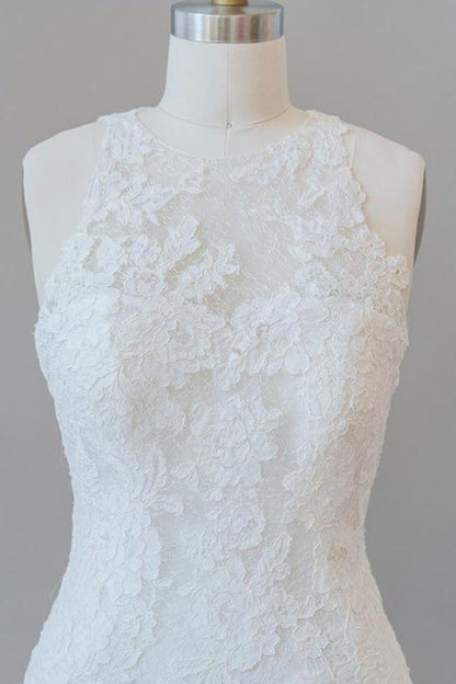Awesome Illusion Lace Mermaid Elegant Wedding Dresses