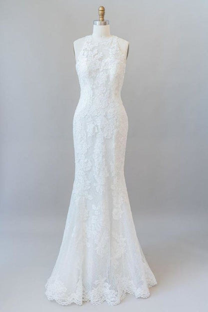 Awesome Illusion Lace Mermaid Elegant Wedding Dresses