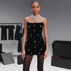 Black Strapless Bandage Prom Dress for Party