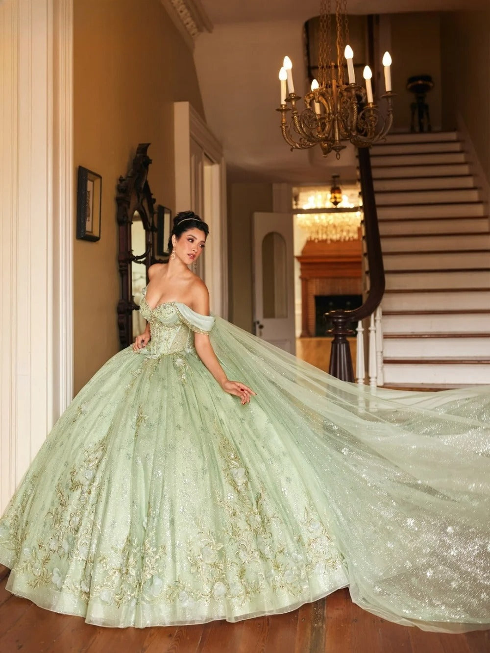 Vestido popular de quinceañera con hombros descubiertos 2025 Encantador vestido de fiesta con flores 3D Brillante vestido de fiesta sin mangas y sin tirantes 16 personalizado