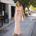 Early Fall Fish Tail Hollow Chiffon Prom Dress