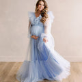 Tulle Baby Shower Light Blue Dress For Mommy