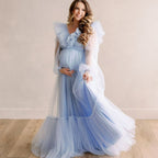 Tulle Baby Shower Light Blue Dress For Mommy