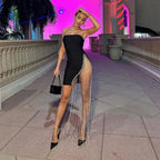 Sexy Strapless Slit Bandage Mini Prom Dress