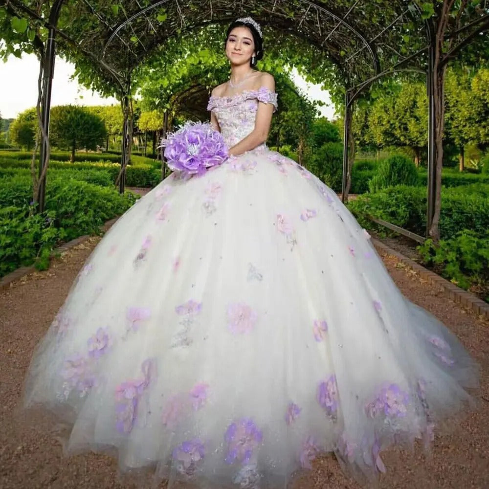 Customized Blush Pink Ball Gown Princess Quinceanera Dresses 2026 3D Floral Vestidos De 15 Anos Tulle Sweet 16 Dress Party Gown