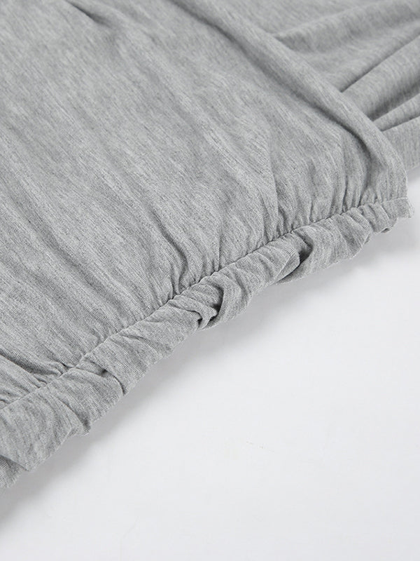 Abiti da Sera Lunghi a Maniche Lunghe e Aderenti con Piega a Soffietto, Monocolore, Spacco Laterale e Scollati sulle Spalle