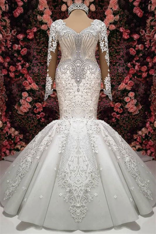 Elegant Sweetheart Mermaid Wedding Dress With Lace Appliques And Beading