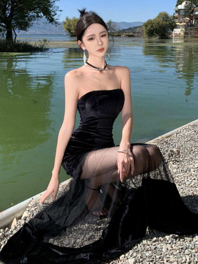 Black Strapless Evening Dress – Elegant Formal & Beach Party Look