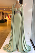 Halter Sleeveless Long Mermaid Prom Dress Pleated Beading