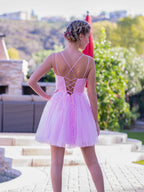 A-Linien-Heimkehrkleid mit Cut-Out-Applikation und Spitze auf der Rückseite