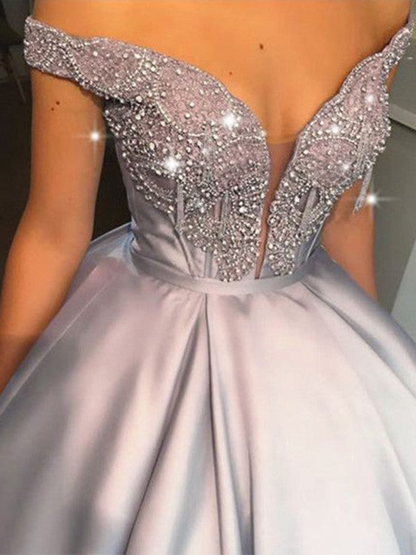 Robe de bal perlée en satin, épaules dénudées, sans manches, longue jusqu'au sol, robe de soirée