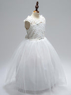 NumberSea - Ball Gown Lace Tulle Sleeveless Jewel Neck First Communion Long Flower Girl Dresses