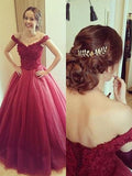 Robe de bal bustier à épaules dénudées avec appliques, sans manches, longue en tulle pour bal de fin d'année
