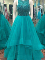 Robe de bal à encolure dégagée, sans manches, longue jusqu'au sol, ornée de perles en organza, robes de bal