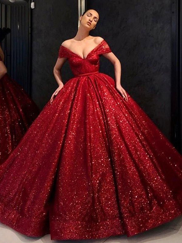 Robe de bal à paillettes avec volants, épaules dénudées, sans manches, longue jusqu'au sol