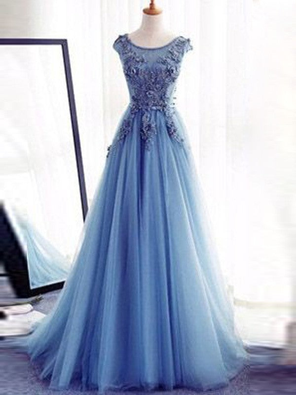 Robe de bal sans manches avec appliqué bijou en tulle pour soirée