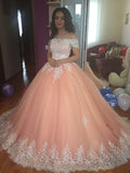 Robe de bal sans manches à épaules dénudées, traîne de cour, en tulle et dentelle, robe de bal