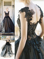 Robe de bal sans manches à décolleté en cœur en dentelle et tulle pour soirée