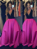 Robe de bal sans manches à col en V avec volants, longue jusqu'au sol, en satin