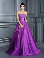 Robe de bal bustier perles sans manches longue en satin robe de quinceañera
