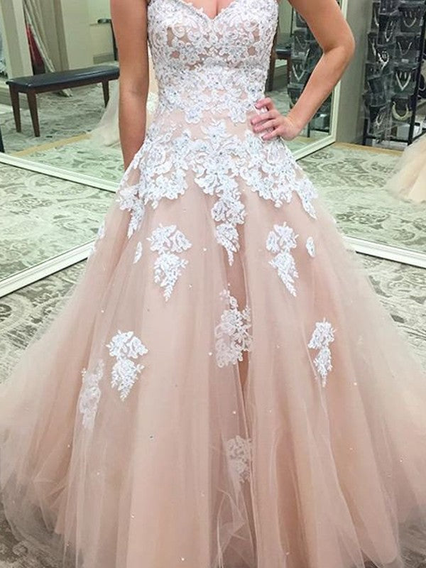 Robe de bal bustier sans manches avec appliqué en tulle longue jusqu'au sol pour bal de fin d'année
