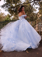 Robe de bal en tulle avec appliques, épaules dénudées, sans manches, robe de bal