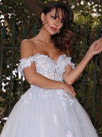 Robe de bal en tulle avec appliques, épaules dénudées, sans manches, robe de bal
