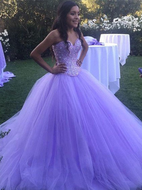 Robe de bal en tulle perlée, bustier cœur, sans manches, robe de bal
