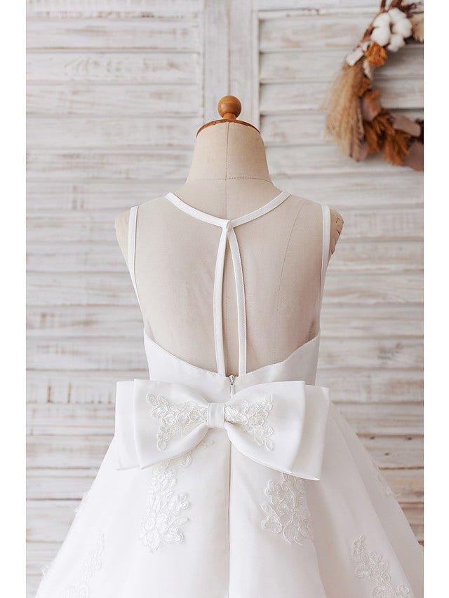NumberSea - Ball Gown Tulle Sleeveless Jewel Neck Wedding Birthday Flower Girl Dresses