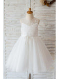 NumberSea - Ball Gown Tulle Sleeveless Jewel Neck Wedding Birthday Flower Girl Dresses