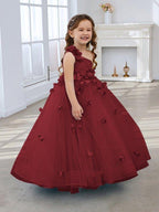 Ball Gown Tulle Flower Girl Dress Featuring Lace Appliques And Floor Length Cut - photo 1