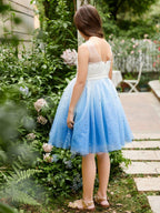 NumberSea - Ball - Gown/Princess Tulle Knee - length Blue Flower Girl Dress