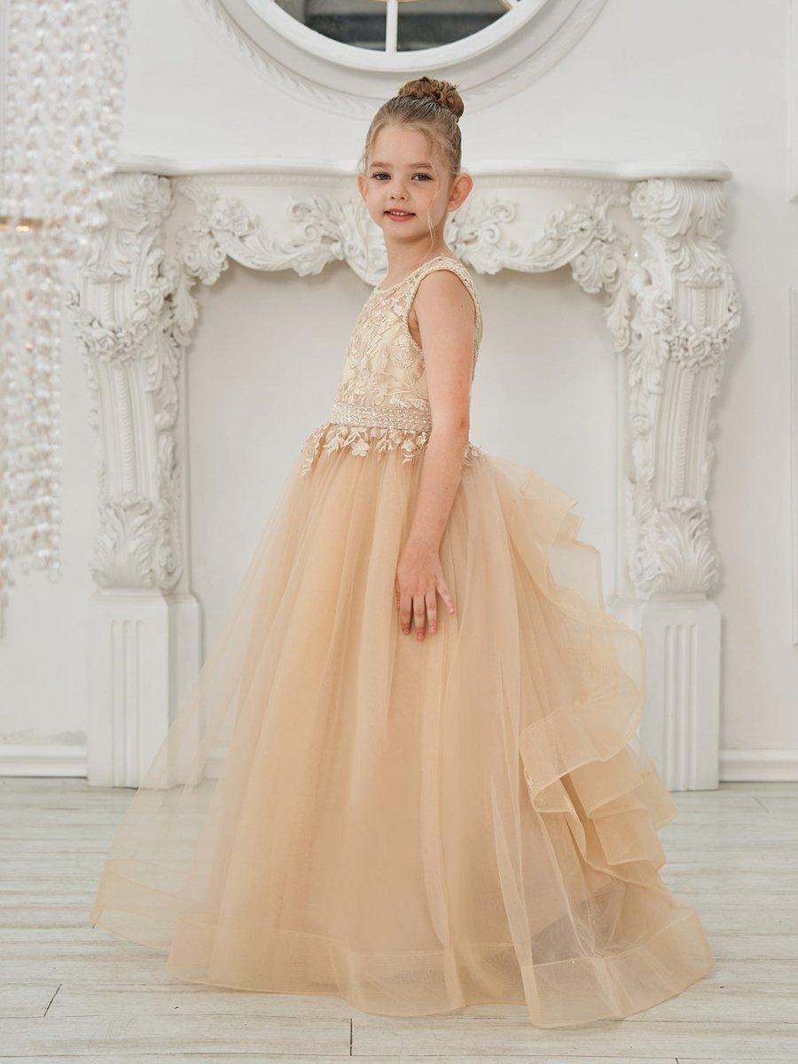 NumberSea - Ball - Gown/Princess Tulle Sweep Train Champagne Flower Girl Dress
