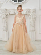NumberSea - Ball - Gown/Princess Tulle Sweep Train Champagne Flower Girl Dress