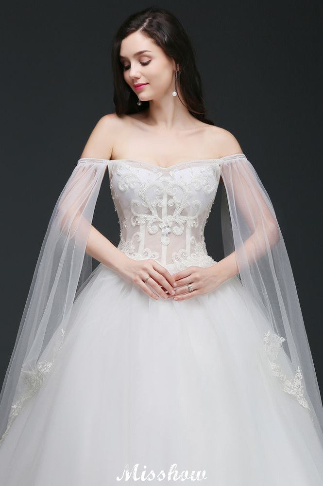 Robes de bal Appliques Bretelles Tulle Robes de mariage élégantes