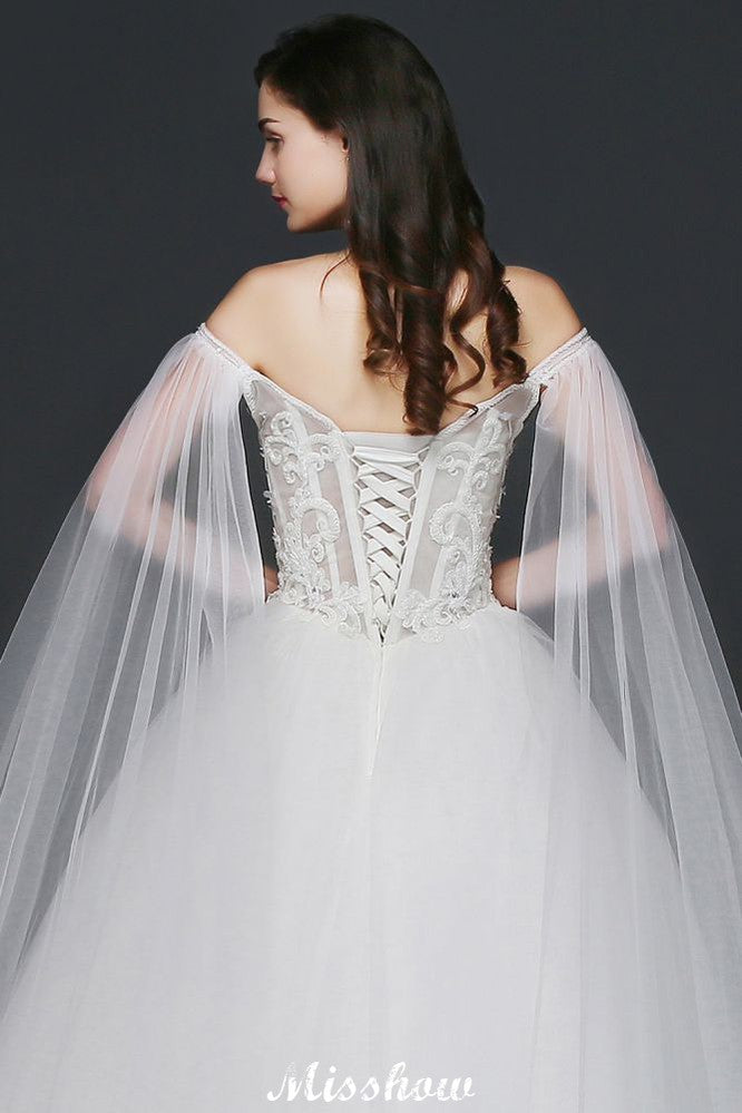 Robes de bal Appliques Bretelles Tulle Robes de mariage élégantes