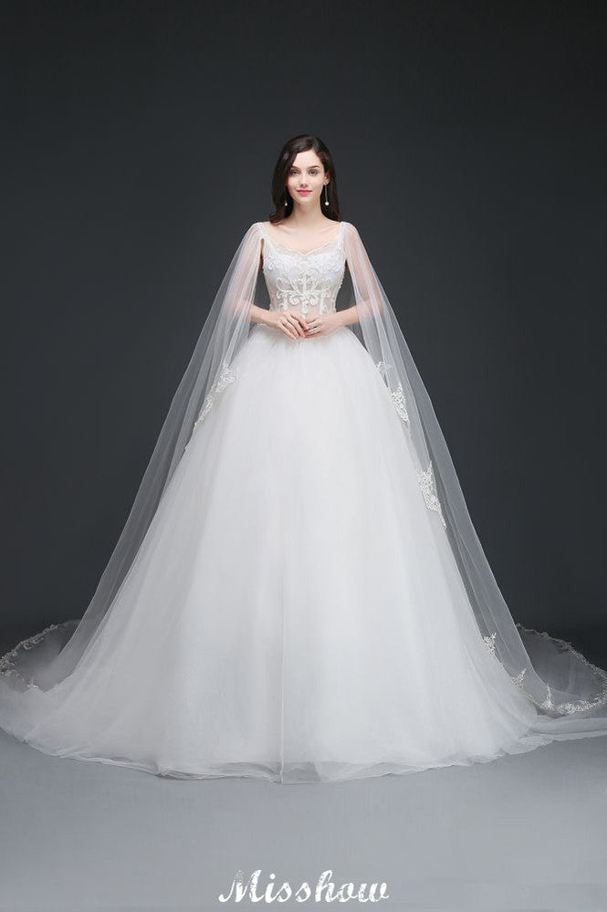 Robes de bal Appliques Bretelles Tulle Robes de mariage élégantes