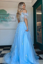 Abito da sera in tulle con scollo a V, pizzo, perline e piume
