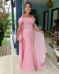 Off The Shoulder Sleeveless Mermaid Prom Dress With Appliques In Custom Colors