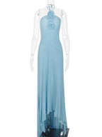 TARUXY Flower Splice Mesh Bodycon Kleid für Frauen Sommer Sexy Slim Lange Kleider Damen Party Sexy Backless Abendkleid Frau 