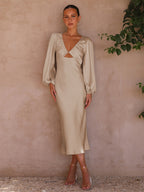 Dress High-Grade Satin Lace-up Backless Bridesmaid Dress Elegant Women's Dress Evening Dress Dress