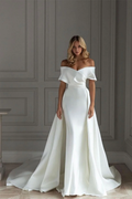 Off The Shoulder Strapless Sleeveless Long Prom Dress With Ruffles