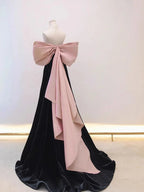 Vestido largo de fiesta de satén aterciopelado con hombros descubiertos Y7611