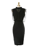 Loose Sleeveless Gauze Hollow See-Through Split-Joint Zipper Stand Collar Evening Dresses Midi Dresses