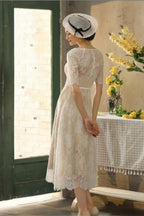 Beautiful A-line Lace Short Wedding Dresses With 3/4 Sleeves
