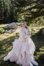 Beautiful A-line V-neck Backless Tulle Sleeveless Wedding Dresses