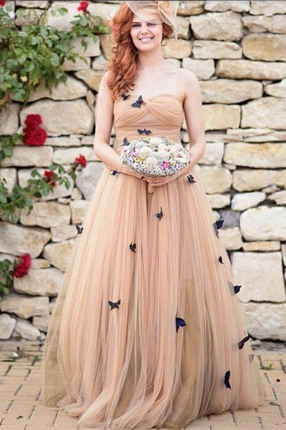 Beautiful Butterfly Wedding Dresses Sweetheart Ruffles Bridal Gown