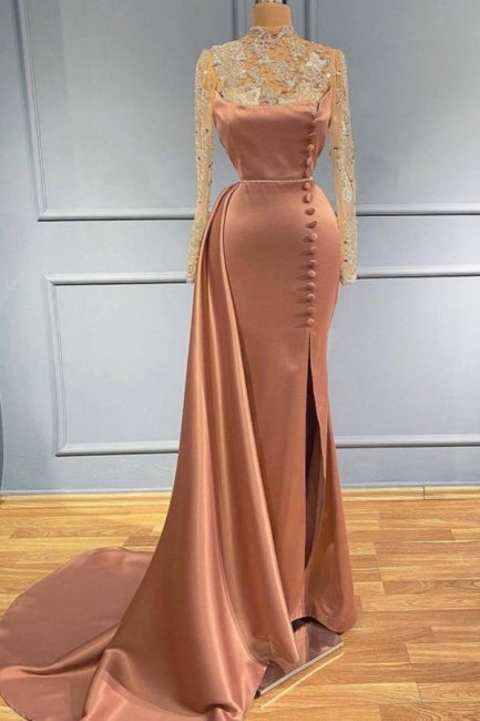 Hermosos vestidos de noche largos con mangas de encaje.