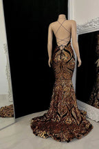 Belle robe de bal sirène sans manches à bretelles croisées au cou